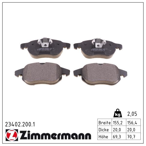 ZIMMERMANN 23402.200.1 - Bremsbelagsatz, Scheibenbremse