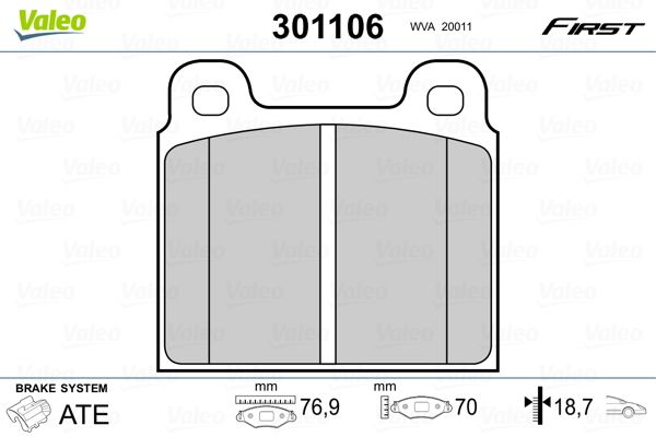 Brake Pad Set, disc brake 301106