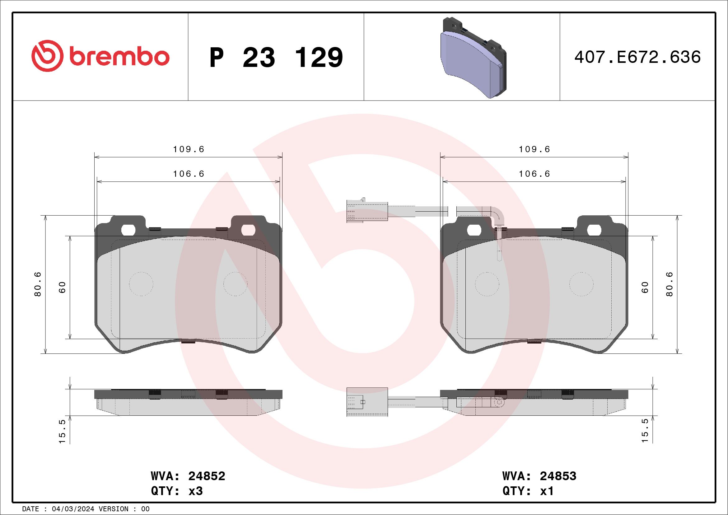 Brake Pad Set, disc brake P 23 129