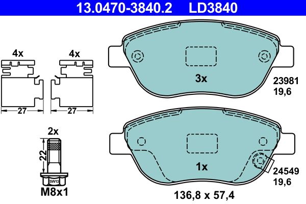 Brake Pad Set, disc brake 13.0470-3840.2