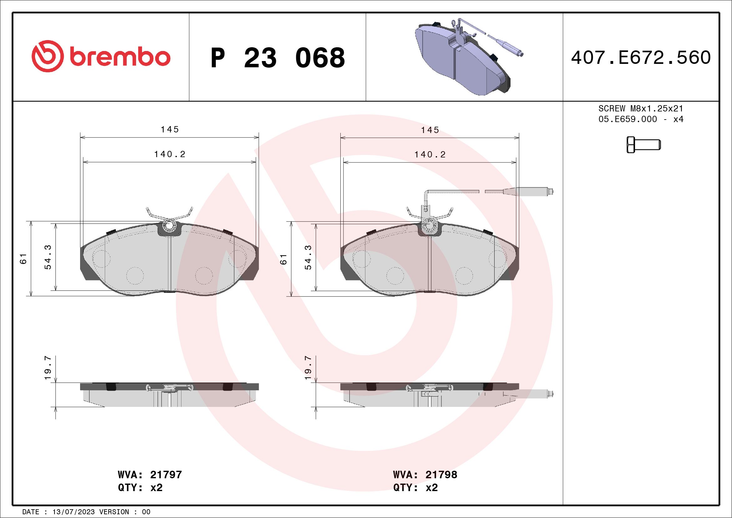 Brake Pad Set, disc brake P 23 068