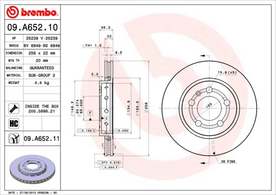 Brake Disc 09.A652.11