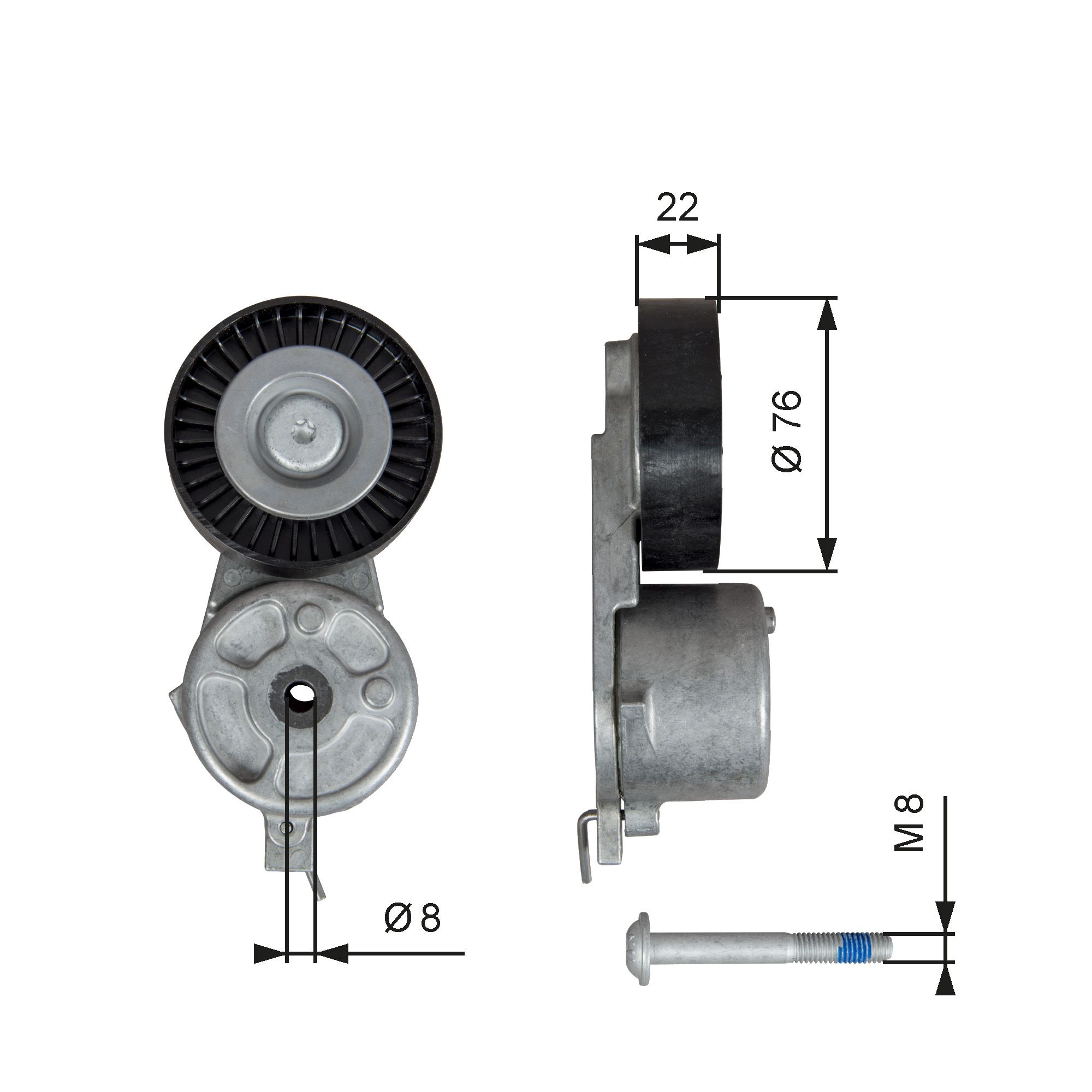 Belt Tensioner, V-ribbed belt T39141