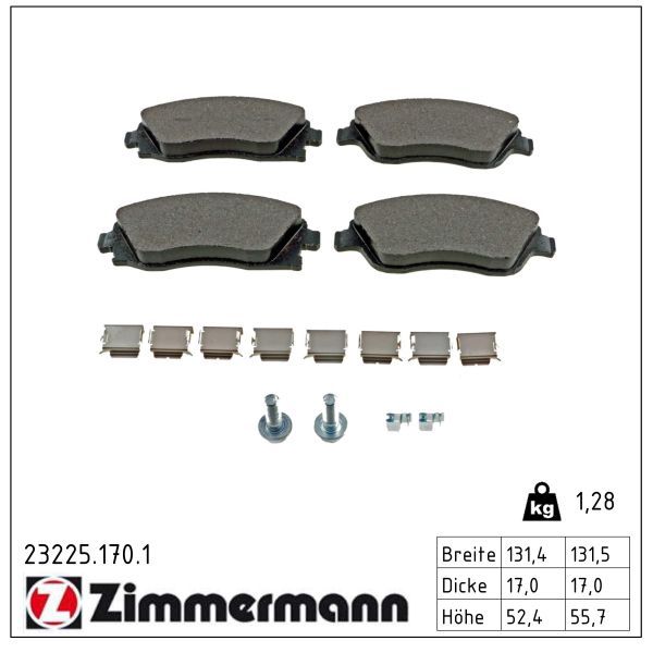 Zimmermann 23225.170.1 Bremsbelagsatz, Scheibenbremse