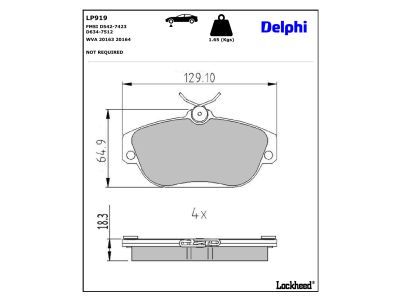 DELPHI LP919 - Bremsbelagsatz, Scheibenbremse
