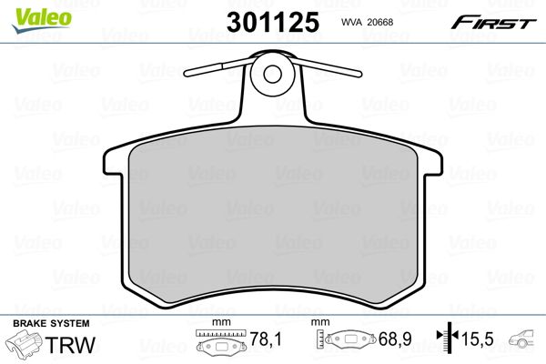 Brake Pad Set, disc brake 301125