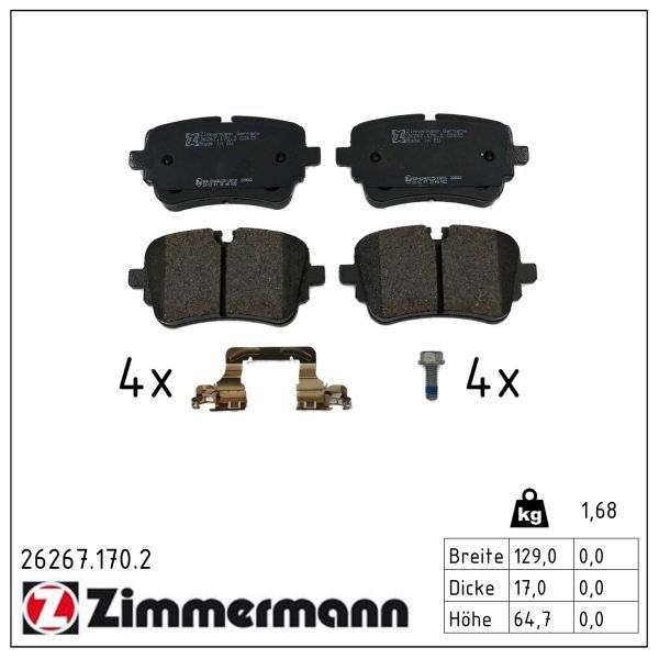 Zimmermann 26267.170.2 Bremsbelagsatz, Scheibenbremse