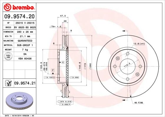 Brake Disc 09.9574.21