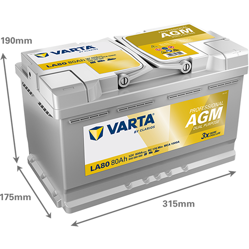 VARTA Professional AGM LA80 12V 80Ah 800A/EN