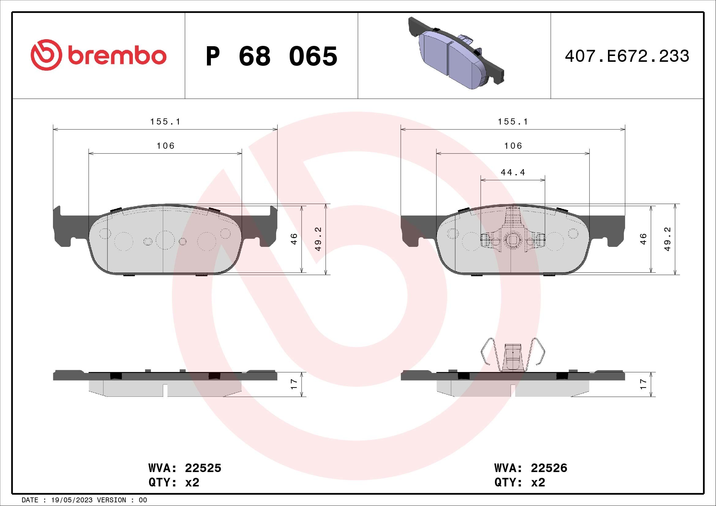 Brake Pad Set, disc brake P 68 065