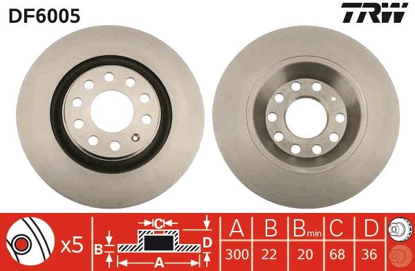 TRW BRAKE DISC - TWIN PACK - TecDoc 1