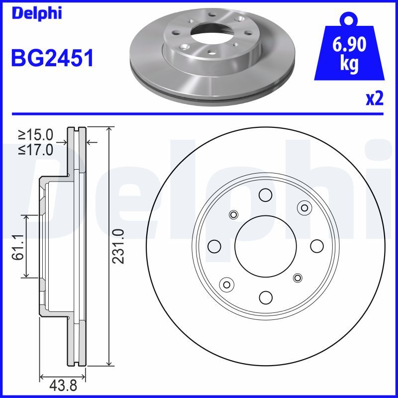 DELPHI BG2451 - Bremsscheibe