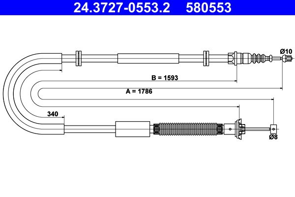 Cable Pull, parking brake 24.3727-0553.2