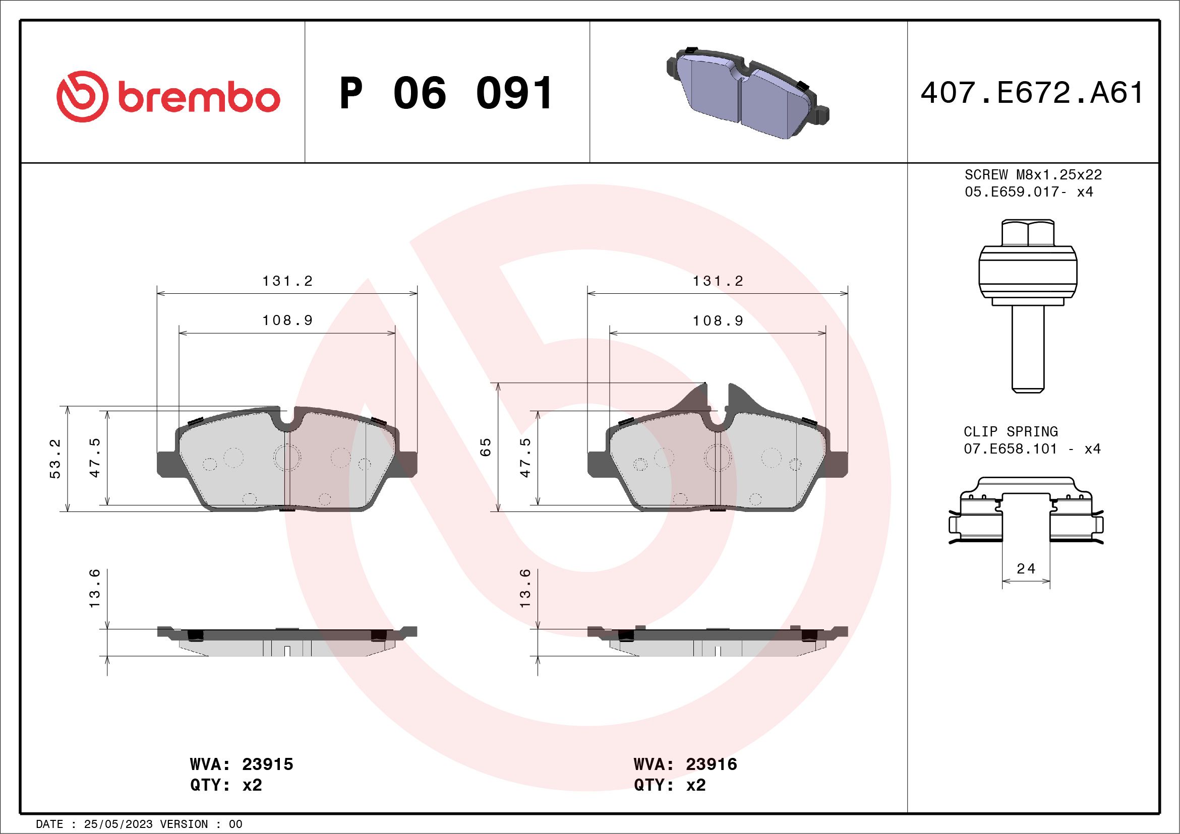 Brake Pad Set, disc brake P 06 091