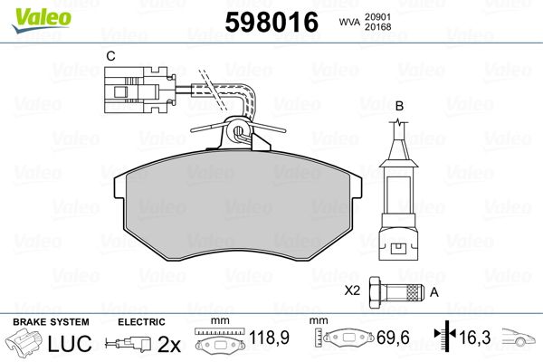 Brake Pad Set, disc brake 598016