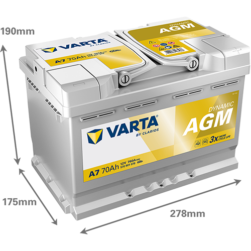 VARTA Dynamic AGM A7 | 12V 70Ah 760A | Start-Stopp Autobatterie VARTA Dynamic AGM A7 | 12V 70Ah 760A | Start-Stopp Autobatterie