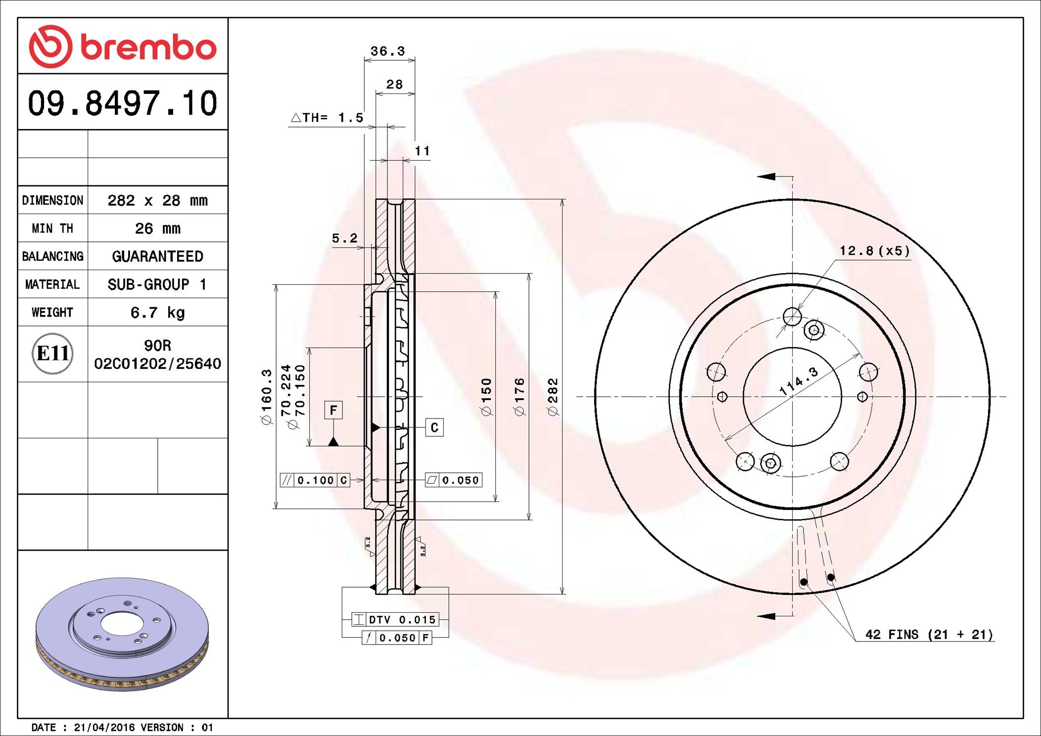09.8497.10 BREMBO PRIME LINE féktárcsa