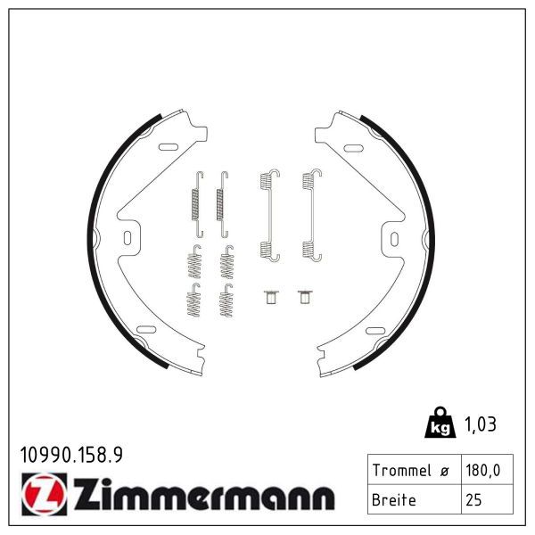 Zimmermann 10990.158.9 Bremsbackensatz, Feststellbremse