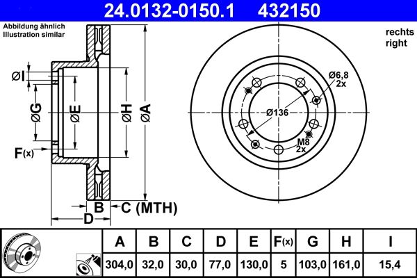 ATE 24.0132-0150.1 - Bremsscheibe