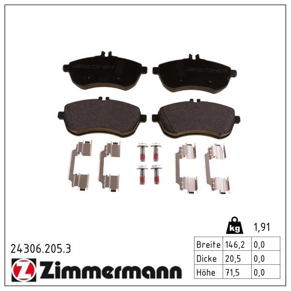 Zimmermann 24306.205.3 Bremsbelagsatz, Scheibenbremse