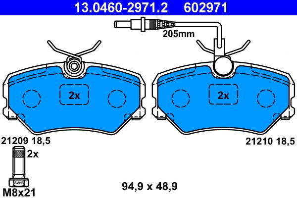 Комплект тормозных колодок, дисковый тормоз 13.0460-2971.2