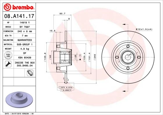 DISQUE FR.+ROULEM BREMBO