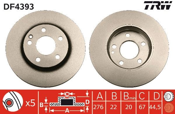 TRW BRAKE DISC - TWIN PACK - TecDoc 1