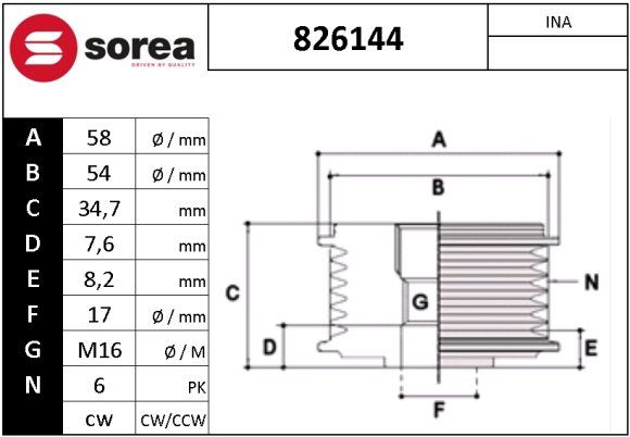 POULIE BOSCH P6D DIA  53.7MM