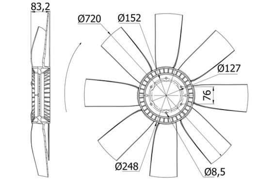 Núcleo del ventilador, refrigeración del motor