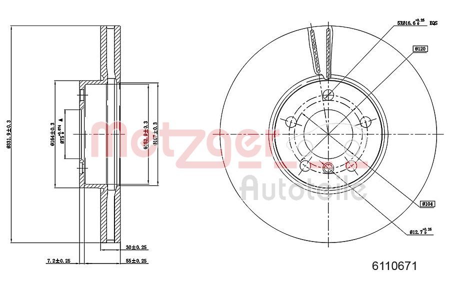 6110671 METZGER GREENPARTS féktárcsa