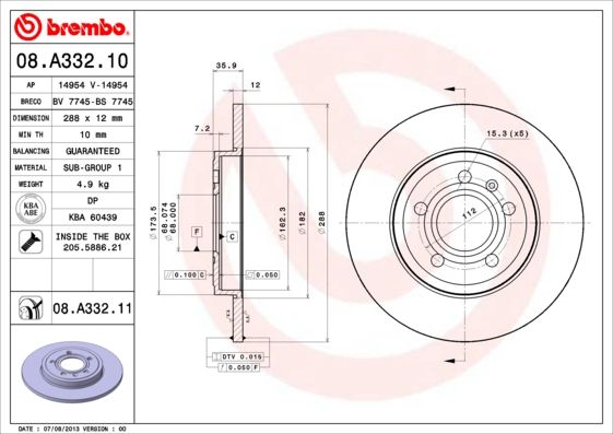 Brake Disc 08.A332.11