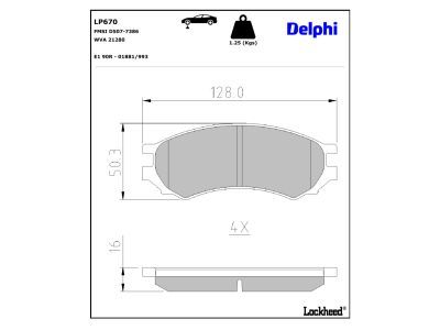 DELPHI LP670 - Bremsbelagsatz, Scheibenbremse