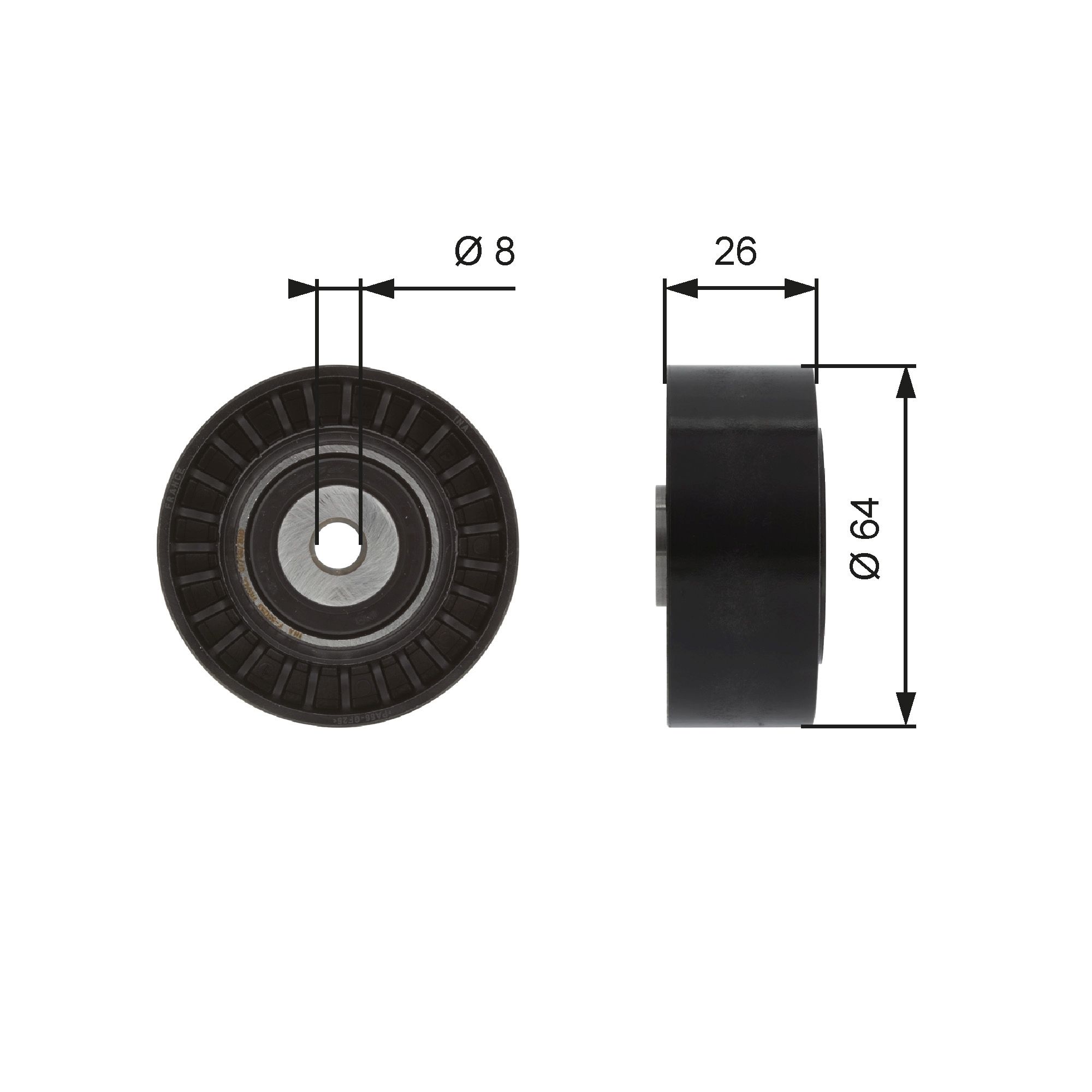 Deflection/Guide Pulley, V-ribbed belt T38094