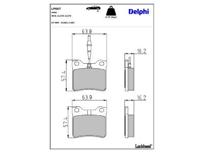 DELPHI LP667 - Bremsbelagsatz, Scheibenbremse