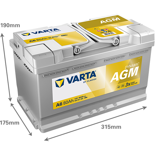 VARTA Dynamic AGM A6 | 12V 80Ah 800A | Start-Stopp Autobatterie