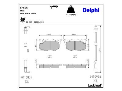 DELPHI LP696 - Bremsbelagsatz, Scheibenbremse