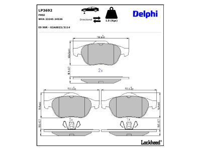 DELPHI LP3692 - Bremsbelagsatz, Scheibenbremse