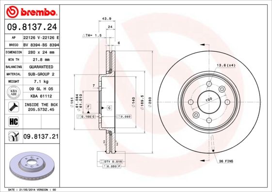 Brake Disc 09.8137.21