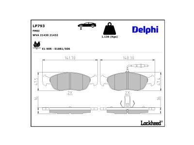 DELPHI LP793 - Bremsbelagsatz, Scheibenbremse
