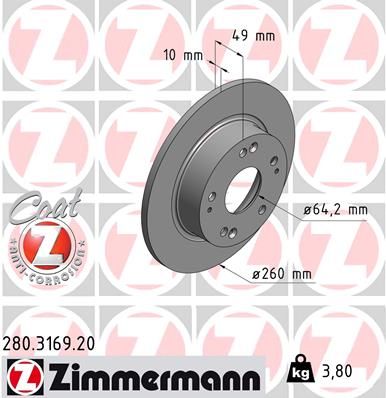 ZIMMERMANN 280.3169.20 - Bremsscheibe COAT Z
