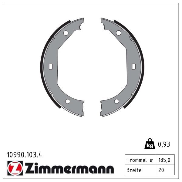 Zimmermann 10990.103.4 Bremsbackensatz, Feststellbremse