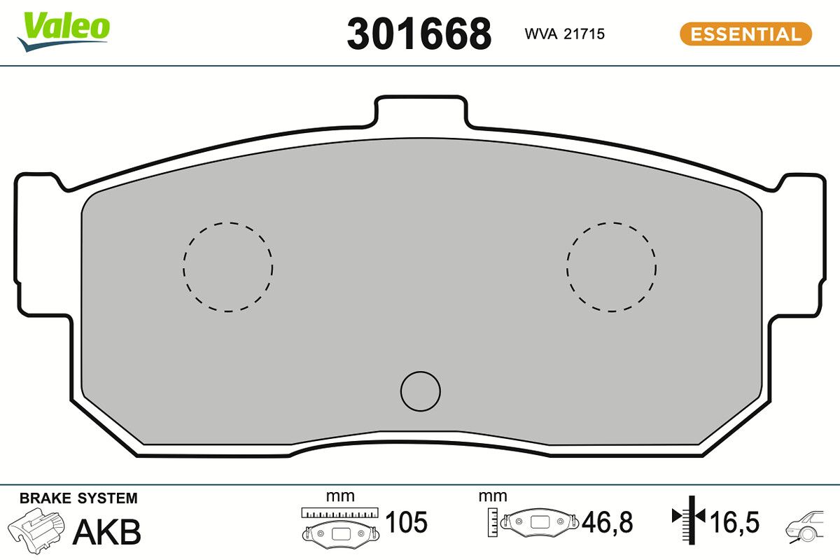 VALEO 301668 - Bremsbelagsatz, Scheibenbremse