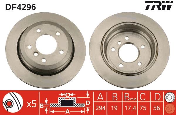 TRW BRAKE DISC - TWIN PACK - TecDoc 1