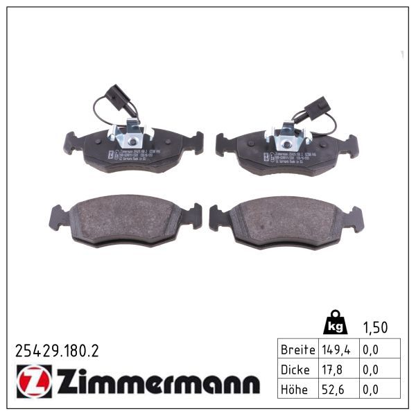 Zimmermann 25429.180.2 Bremsbelagsatz, Scheibenbremse