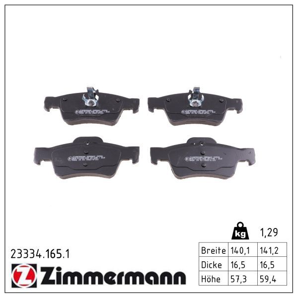 ZIMMERMANN 23334.165.1 - Bremsbelagsatz, Scheibenbremse