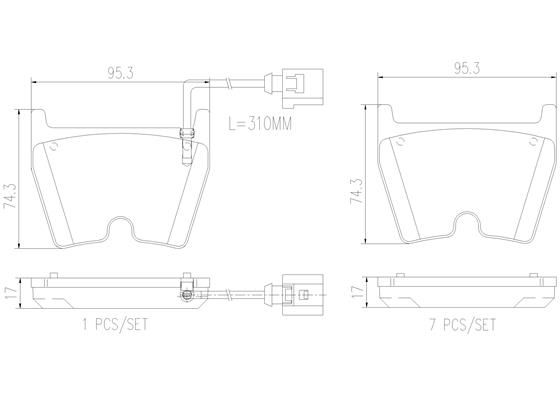 Brembo NAO brake pads - FRT AUDI - TecDoc 1