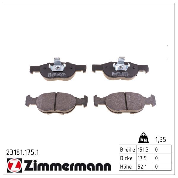 ZIMMERMANN 23181.175.1 - Bremsbelagsatz, Scheibenbremse
