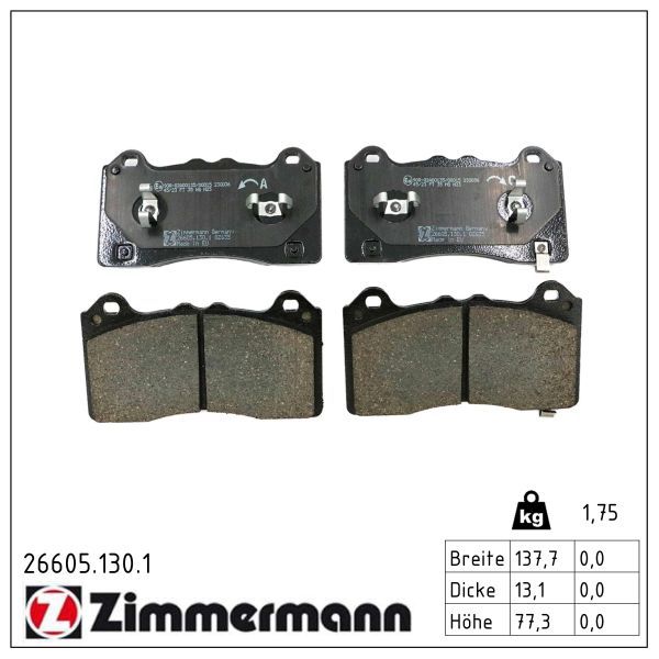 Zimmermann 26605.130.1 Bremsbelagsatz, Scheibenbremse