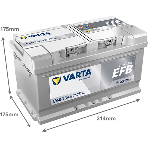 VARTA Dynamic EFB E46 | 12V 75Ah 730A | Start-Stopp Autobatterie