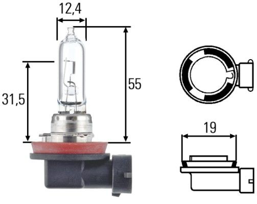 LAMPE H9 12V 65W PGJ19-5 XP +30%